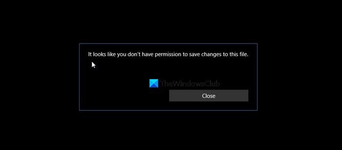 It looks like you don't have permission to save changes to this file; Cannot save media from Photos app