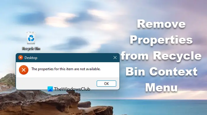 remove Properties from Recycle Bin Context Menu