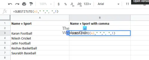 excel insert text after word