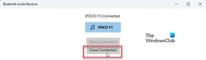 Close connection in Bluetooth Audio Receiver
