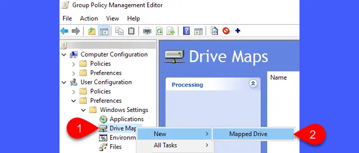 Creating a new mapped drive