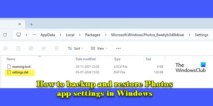 How to backup and restore Photos app settings in Windows