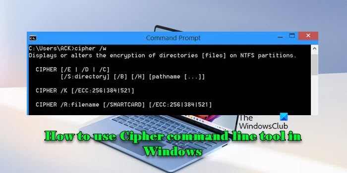 How to use Cipher command line tool in Windows