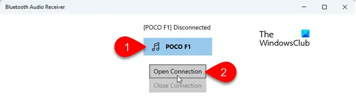 Open connection in Bluetooth Audio Receiver