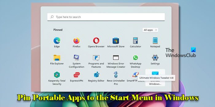 Pin Portable Apps to the Start Menu in Windows