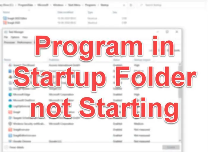 Program in Startup folder not starting