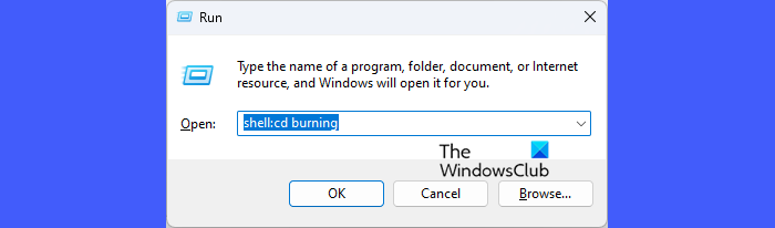 Run command to open Cd burn folder