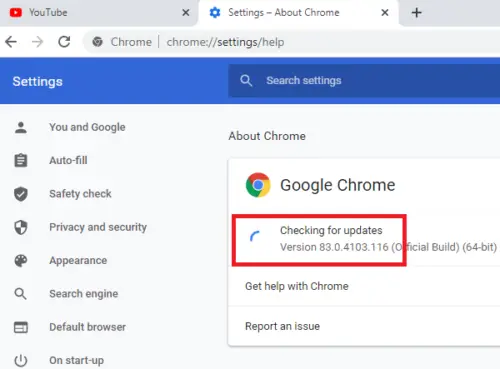 google chrome update failed