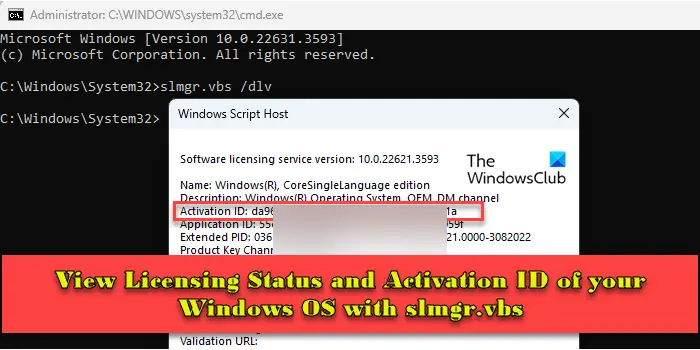 View Licensing Status and Activation ID of your Windows OS with slmgr