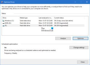 windows optimize drives