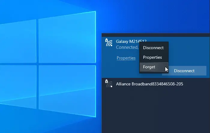 Löschen Sie Das Wlan-Netzwerkprofil Von Windows 10