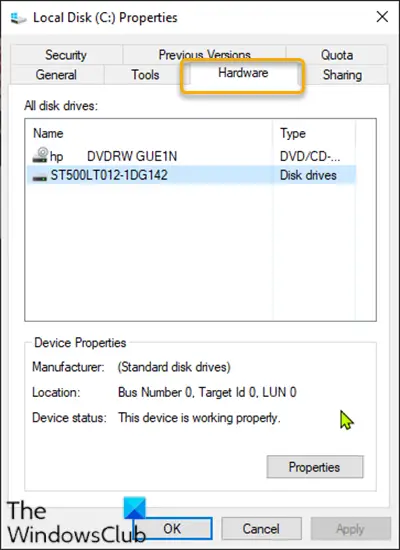 Add Or Remove Hardware Tab In Drive Properties In Windows
