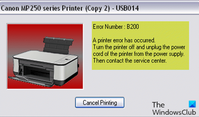 Printer error occurred on Canon printers