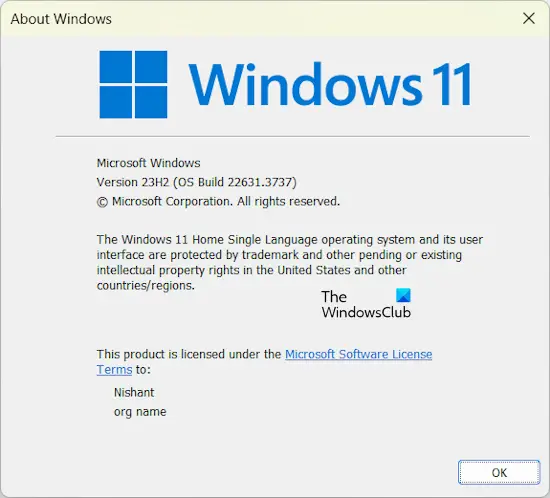 Check Windows 11 version or build