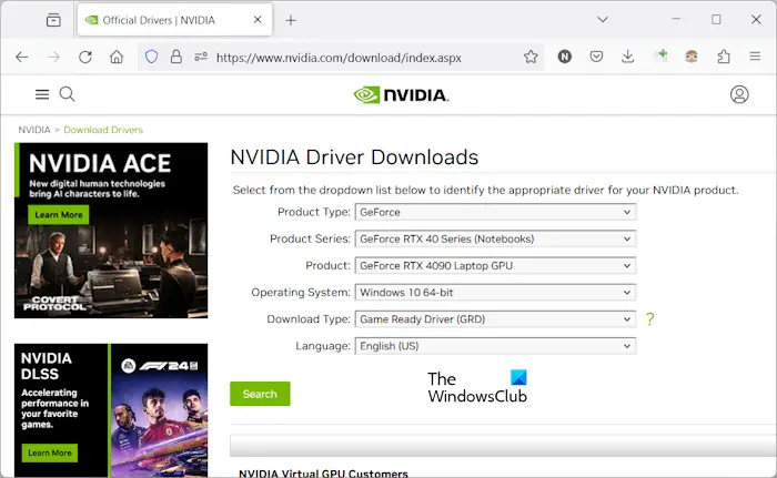 Download NVIDIA graphics card driver