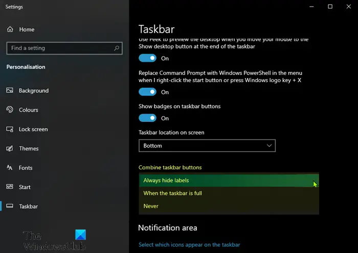 time not showing on taskbar windows 10