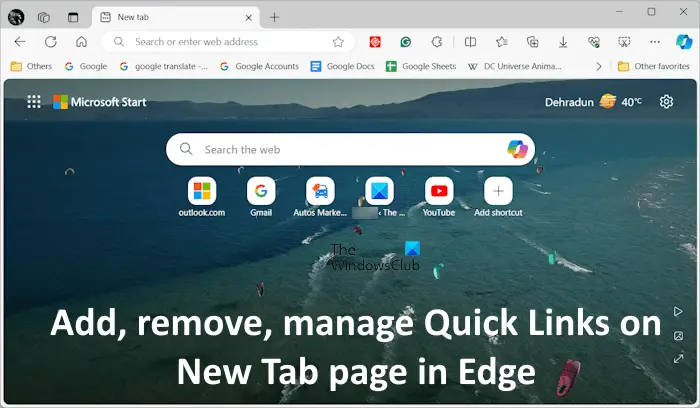 Manage Quick Links New Tab page