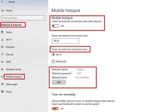 How to Disable or Enable Mobile Hotspot in Windows 10