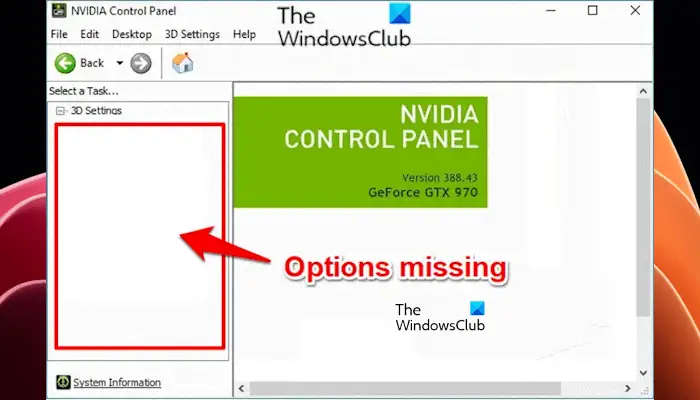 NVIDIA Control Panel missing on Windows
