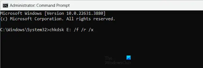 Run Chkdsk scan via cmd