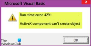 Runtime error 429, ActiveX component can't create object