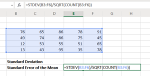 Calculate Standard Deviation and Standard Error of the Mean in Excel