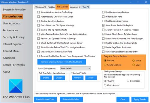 Change Default File Or Folder Drag & Drop Behavior In Windows 11