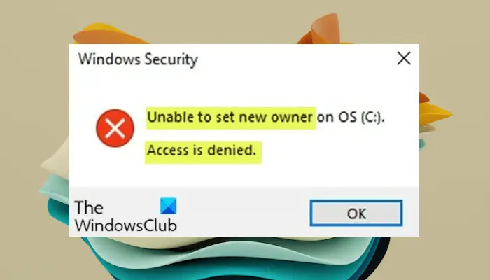 Unable to set new Owner
