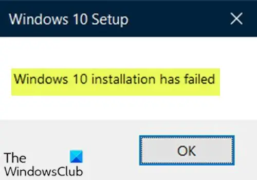 Windows 10 installation has failed