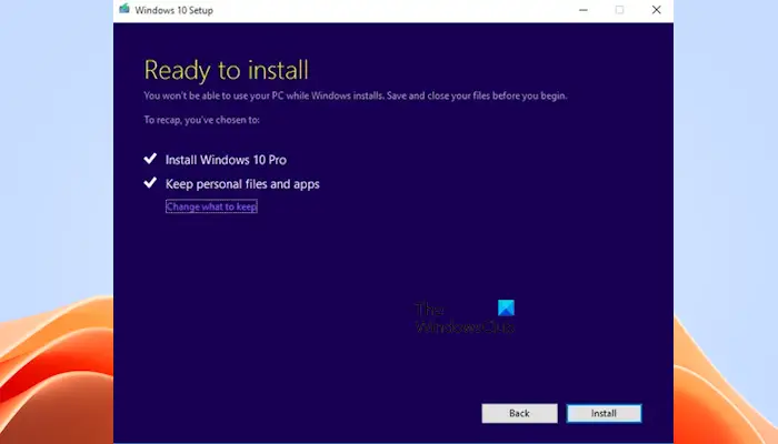 Windows stuck at Ready to install