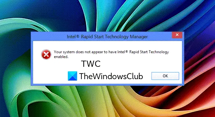 Your system does not appear to have Intel Rapid Start Technology
