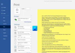 How to print background and color images in Word