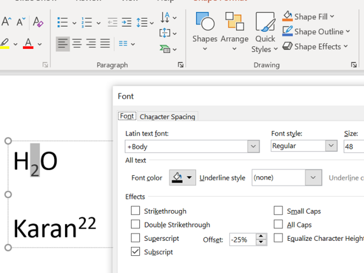 how to insert equation in word shortcut