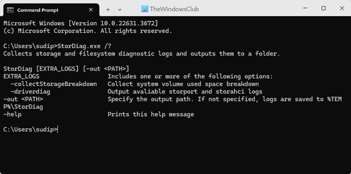 StorDiag.exe Storage Diagnostic Tool in Windows 11/10