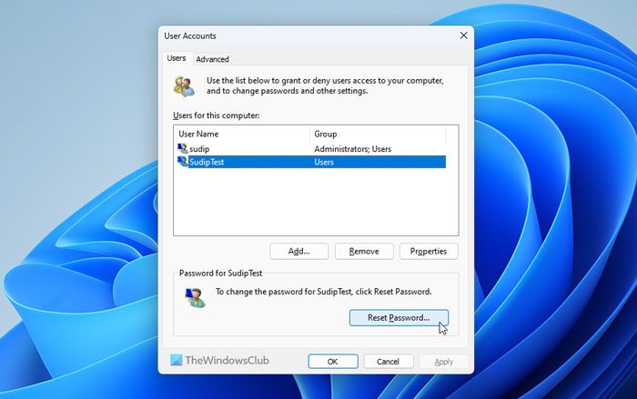 How to change another User's password in Windows 11/10