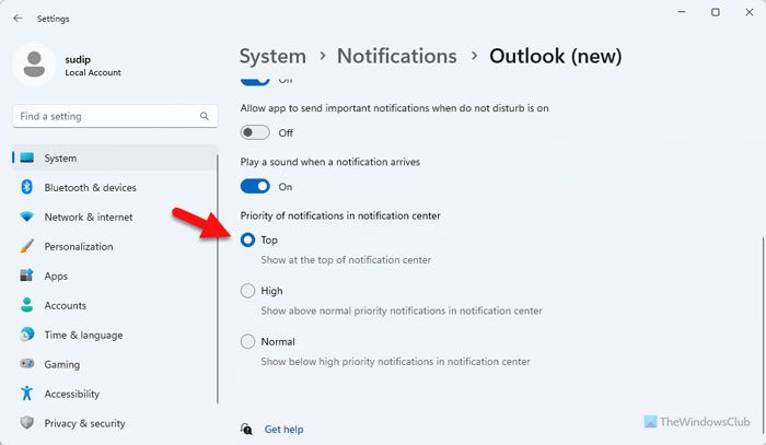 How to set priority of Notifications in Action Center of Windows 11/10