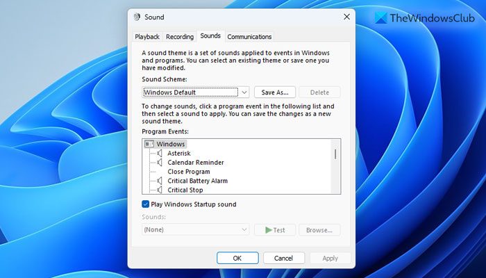 How to Enable and Change the Startup sound in Windows 11/10