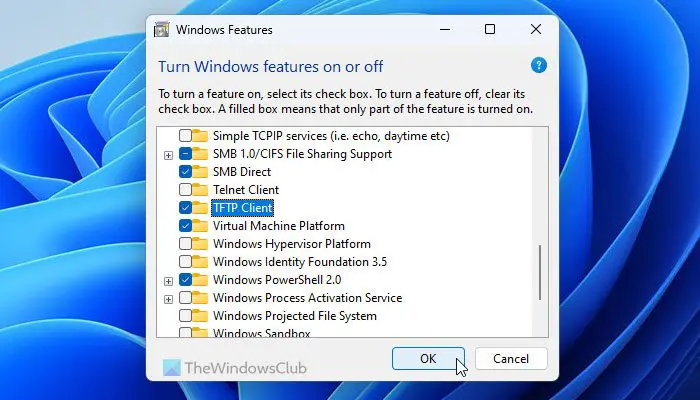 How to enable TFTP client on Windows 11/10