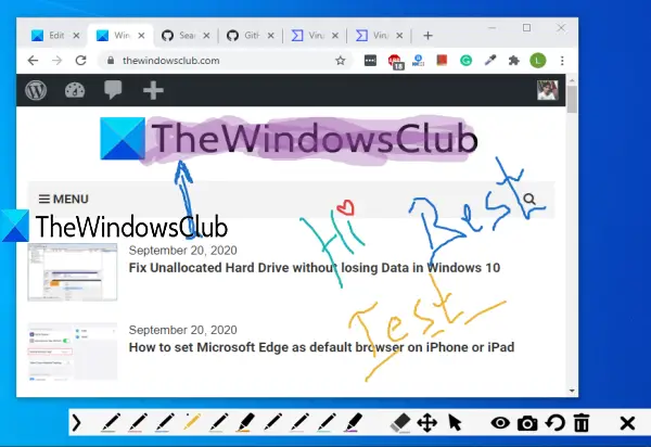 Write or Draw freely on computer screen during presentations