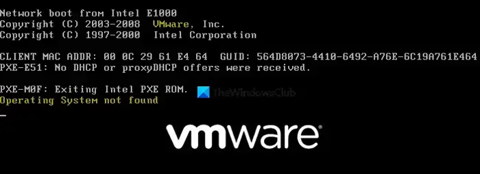 Fix VMware operating system not found Boot error