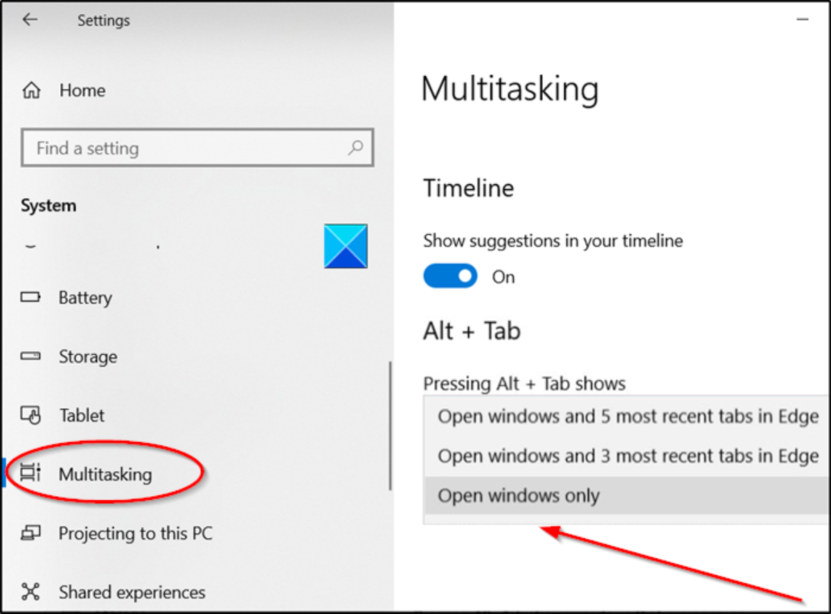 alt tab not switching windows 10