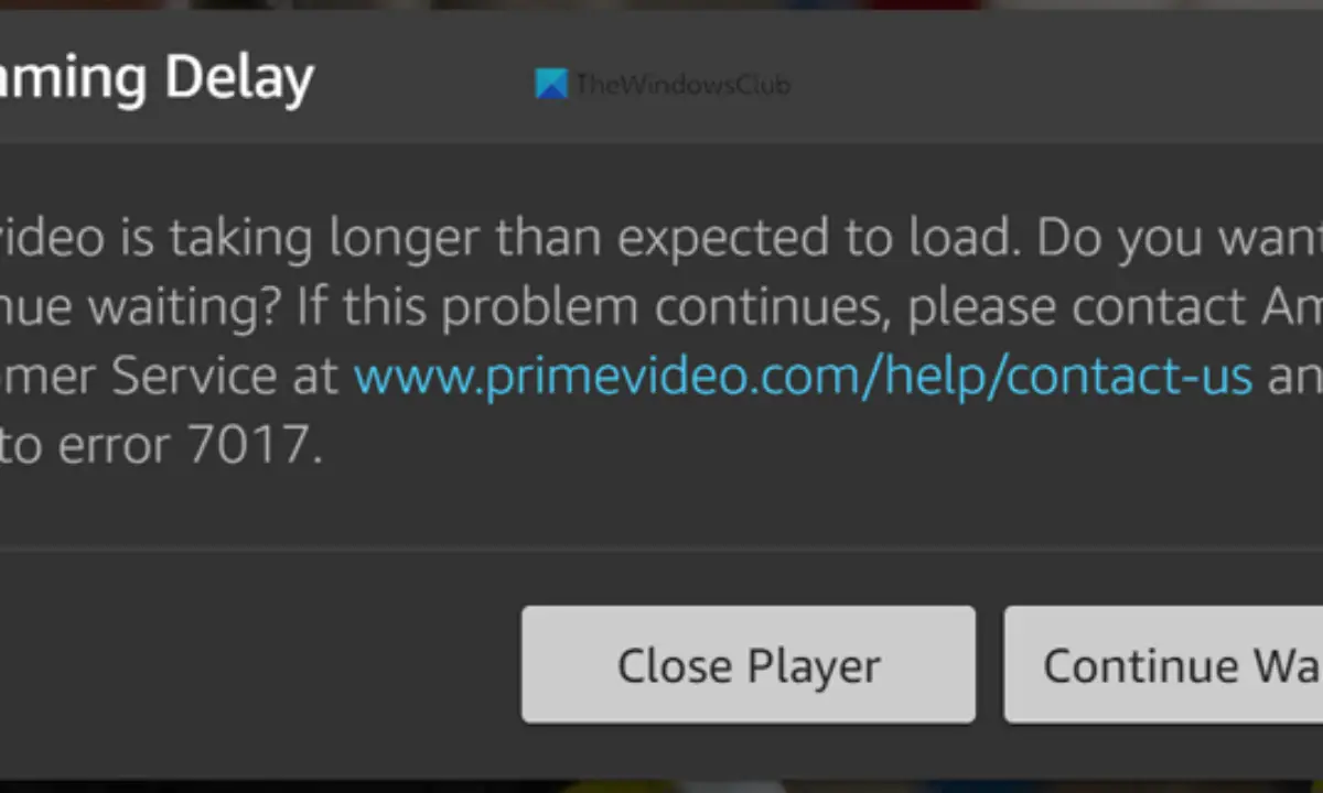 prime video player not working