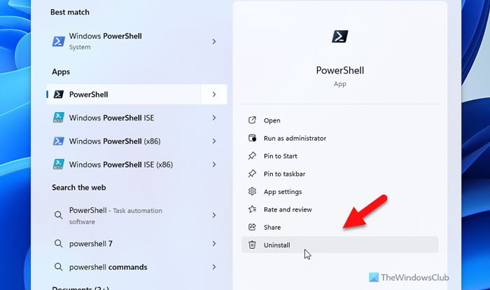 How to uninstall PowerShell in Windows 11/10