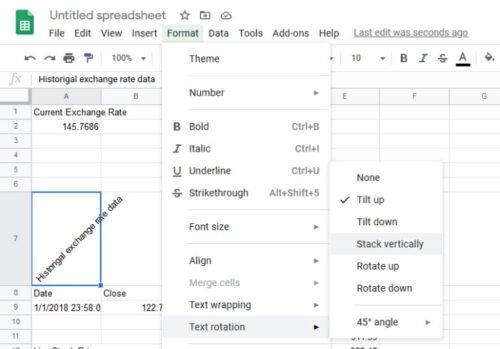 How to rotate text in Google Sheets web app