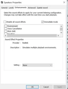 turn off audio enhancements windows 10