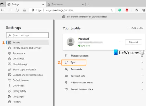 How to enable or disable Reset Sync in Microsoft Edge browser?