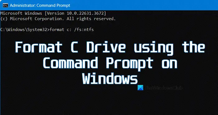 How to delete or format C drive using Command Prompt