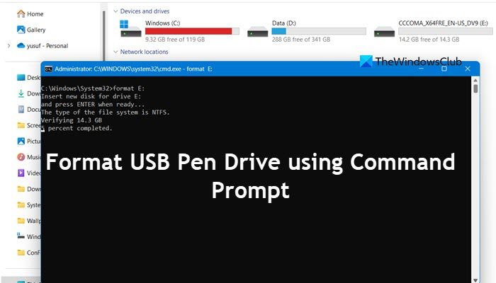 format USB Pen Drive using Command Prompt