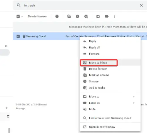 my new mail goes to inbox and trash in gmail