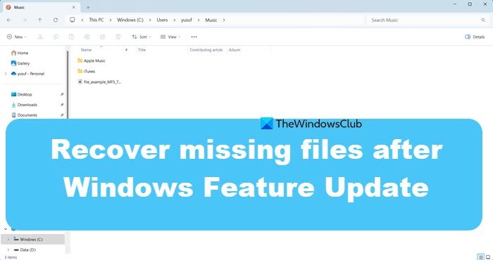 recover deleted User data folders after Feature Update